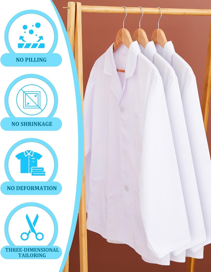 Cutecrop 3 Pcs White Professional Lab Coat with 3 Pockets for Women Men Unisex Consultation Coat for Nurse Doctor - Image 2